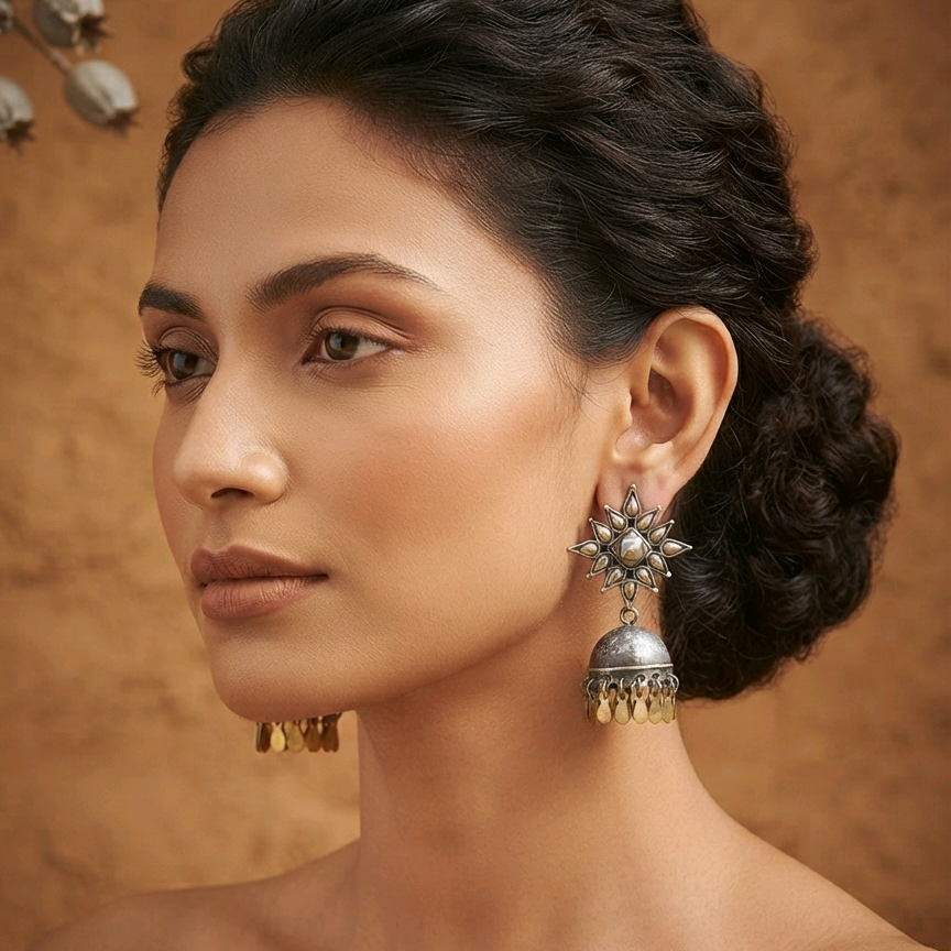 Square Dual Tone Jhumkas 